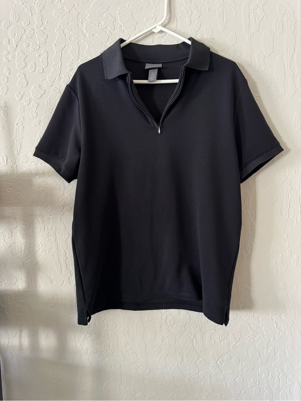 Men's H&M Black Zip Polo Shirt L
